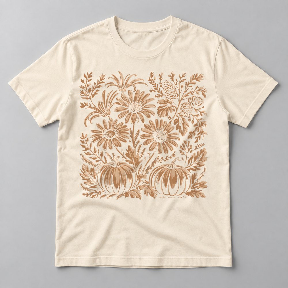 Pumpkin Lace Pattern tee in Natural