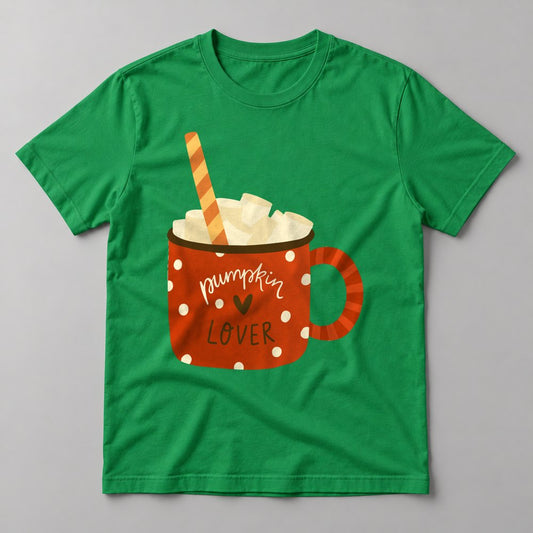Pumpkin Lover Mug tee in Kelly Green