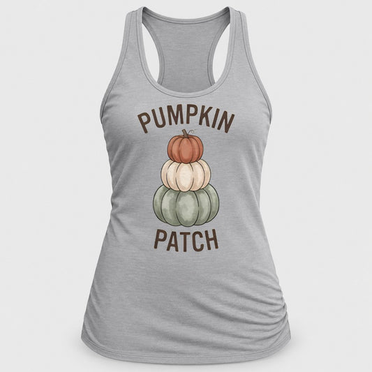Pumpkin Patch Stack racerback tank in Silver