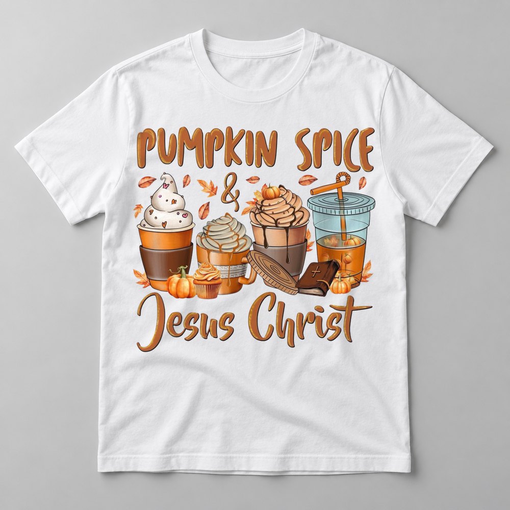 Pumpkin Spice & Jesus Christ tee in White