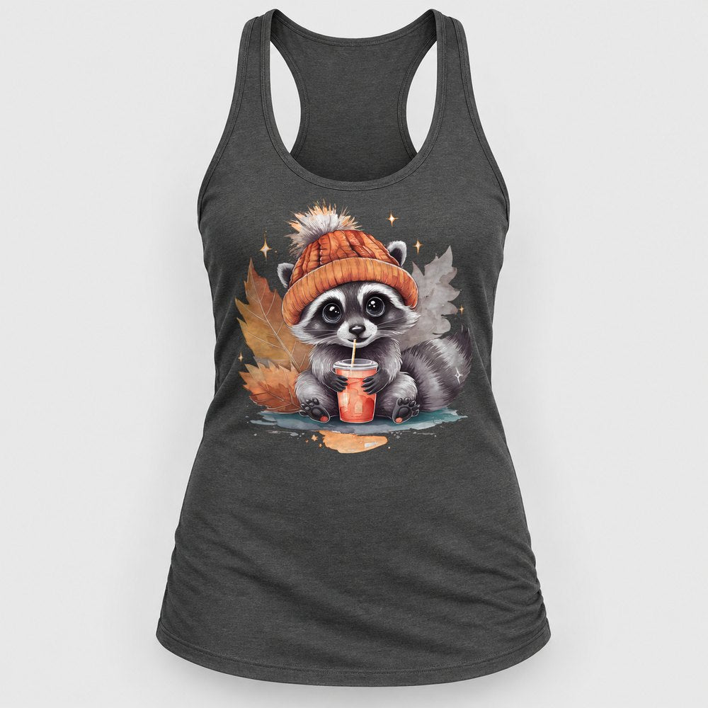 Raccoon in a Beanie Racerback Tank