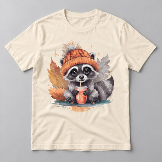 Raccoon in a Beanie tee in Natural