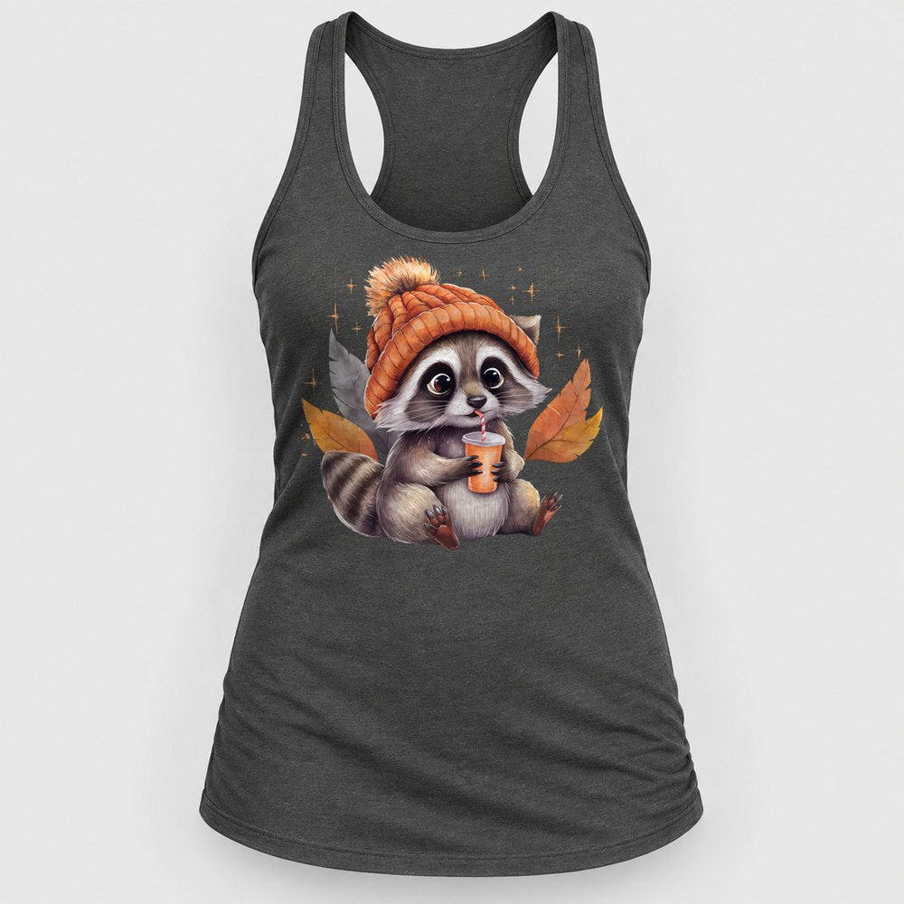Raccoon Pumpkin Spice Racerback Tank