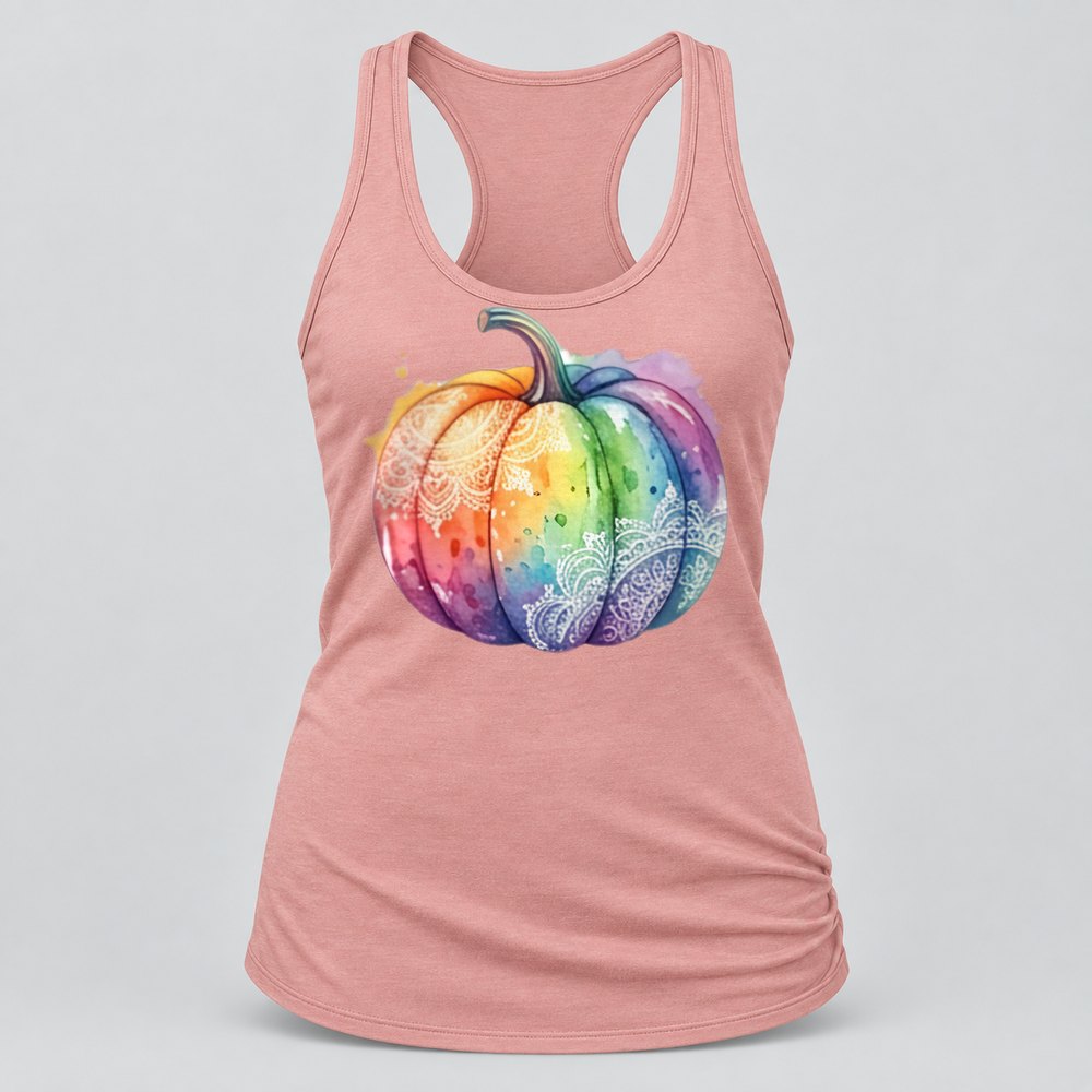 Rainbow Lace Pumpkin Racerback Tank