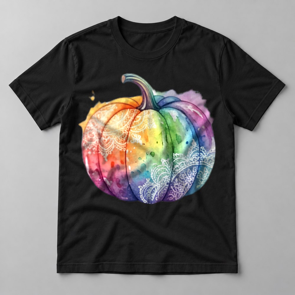 Rainbow Lace Pumpkin tee in Black