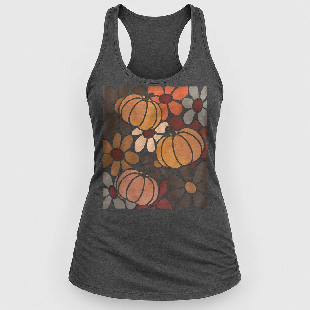 Retro Groovy Pumpkins Racerback Tank