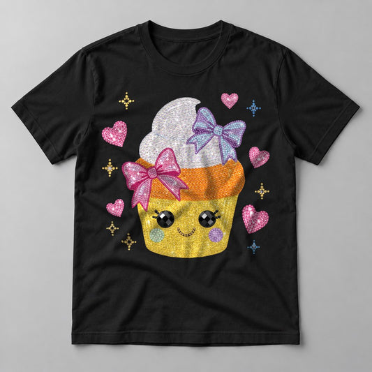 Rhinestone Candy Corn Cutie tee in Black