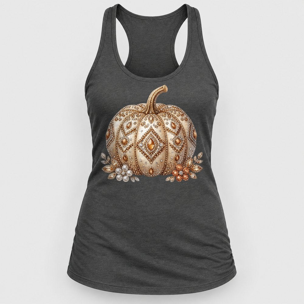Rhinestone Pearl Pumpkin Racerback Tank