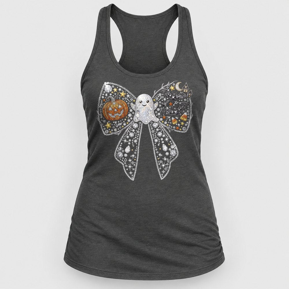 Rhinestone Spooky Bow Racerback Tank