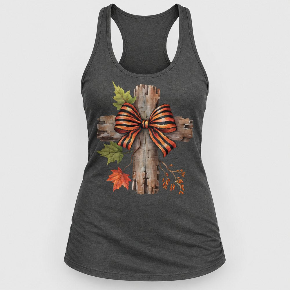 Rustic Cross with Bow Racerback Tank