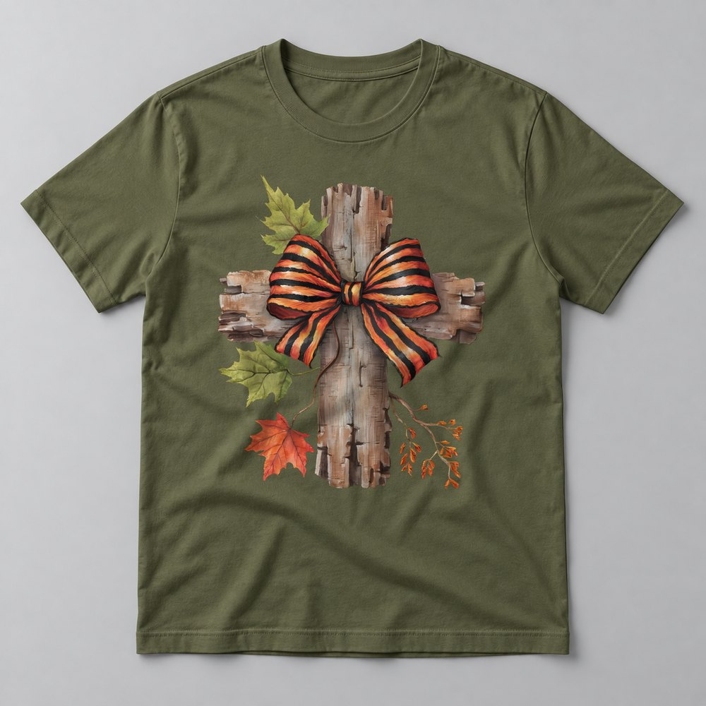 Rustic Cross with Bow Fall Tee