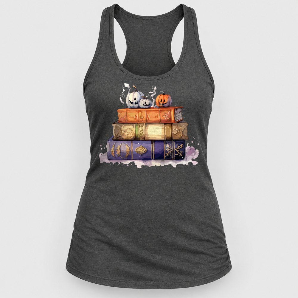 Spooky Books & Pumpkins Racerback Tank