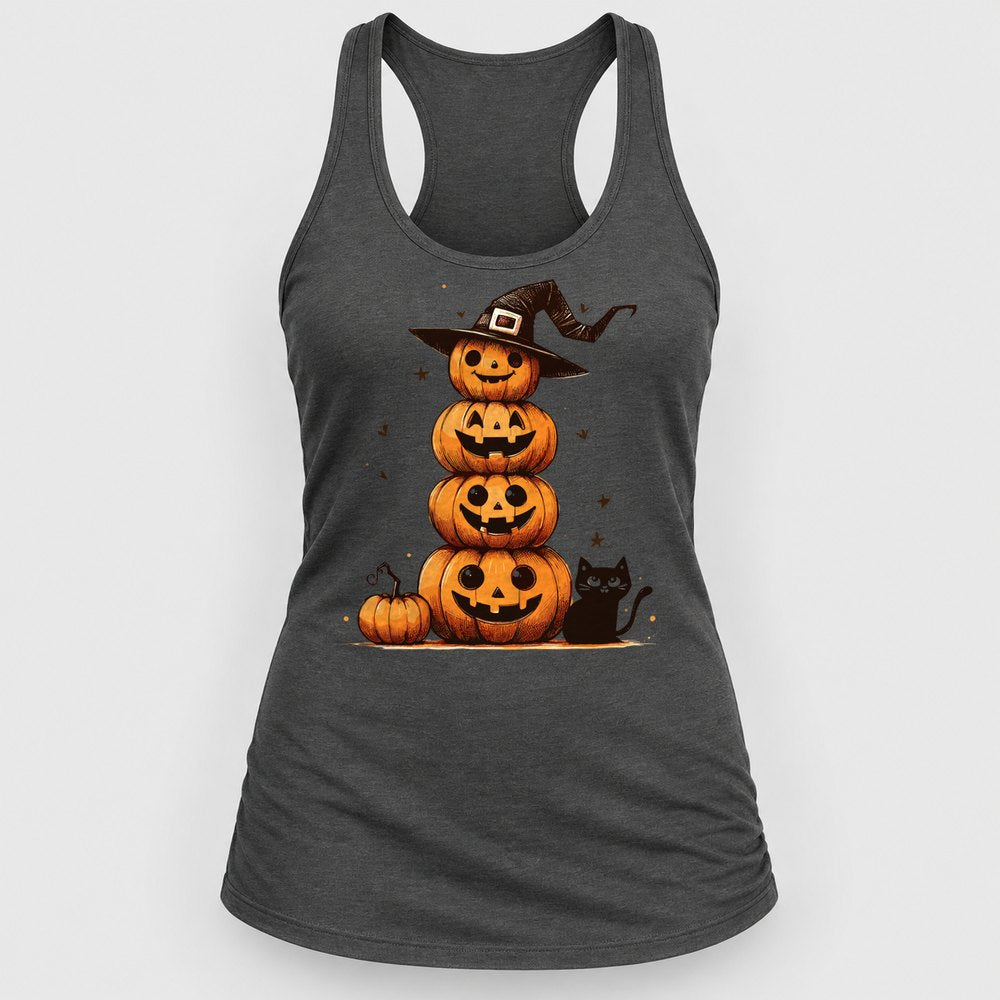 Stacked Jack-o-Lanterns Racerback Tank