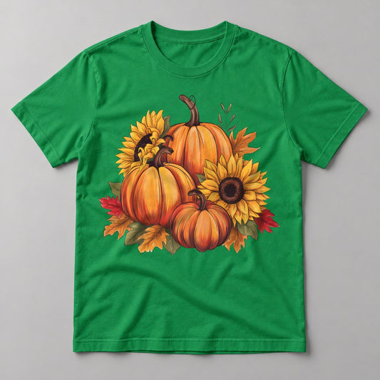 Sunflower Pumpkins tee in Kelly Green