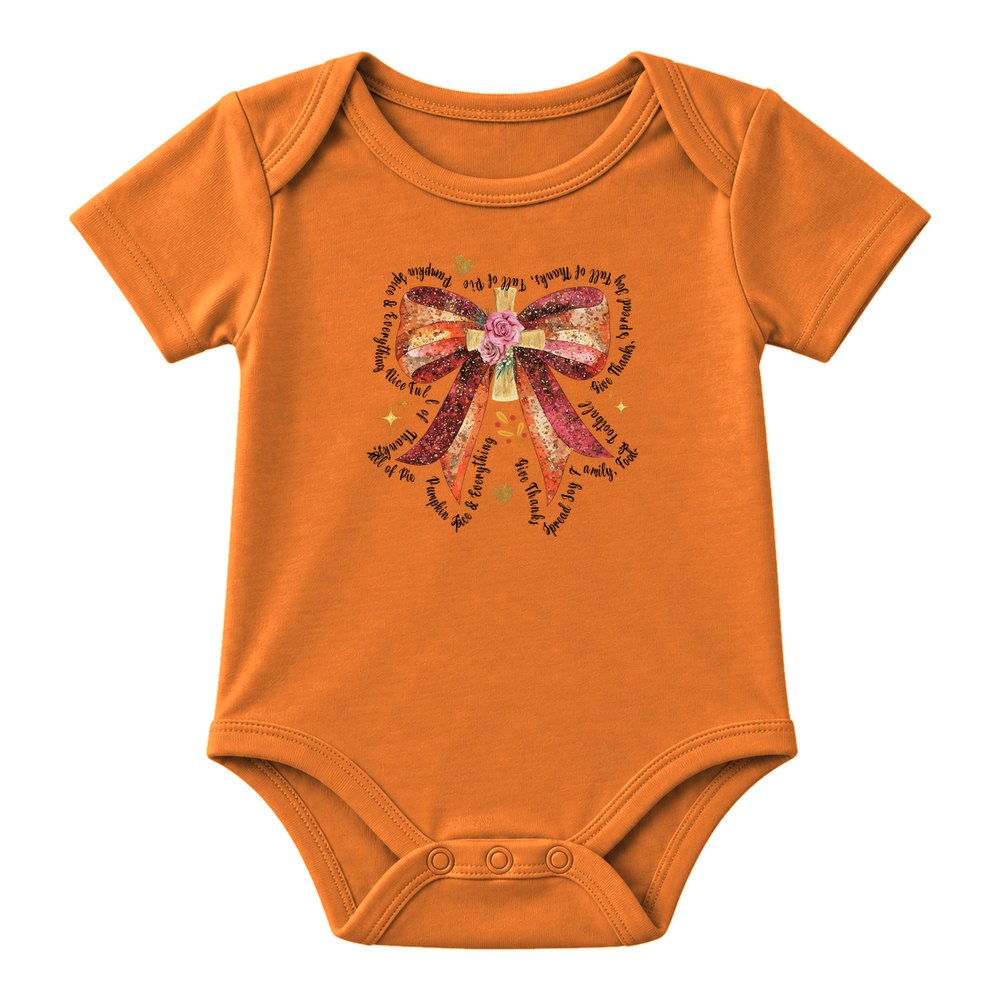 Thankful Glitter Bow Thanksgiving Tee