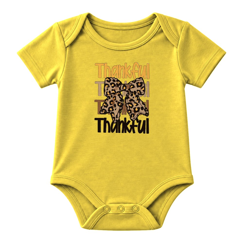 Thankful Leopard Bow Stack Thanksgiving Tee