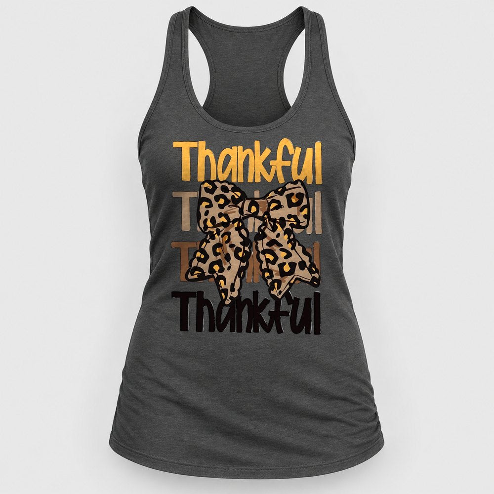 Thankful Leopard Bow Stack Racerback Tank