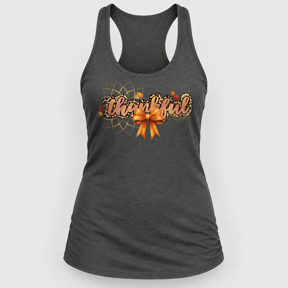 Thankful Leopard Bow Racerback Tank