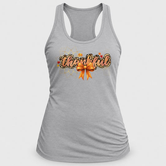 Thankful Leopard Bow racerback tank in Silver