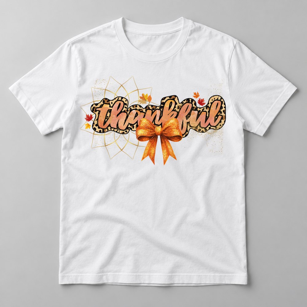 Thankful Leopard Bow tee in White