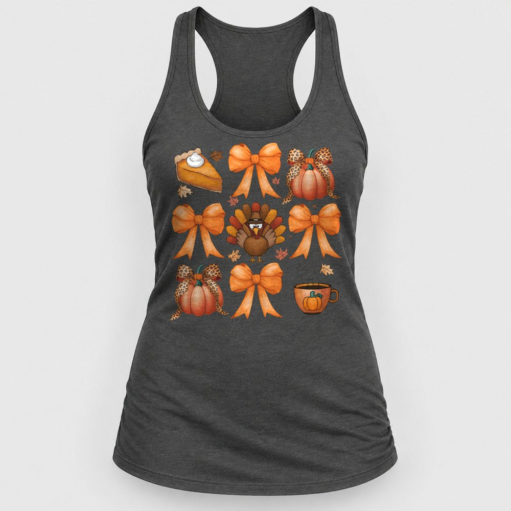 Thanksgiving Bows & Turkey Racerback Tank