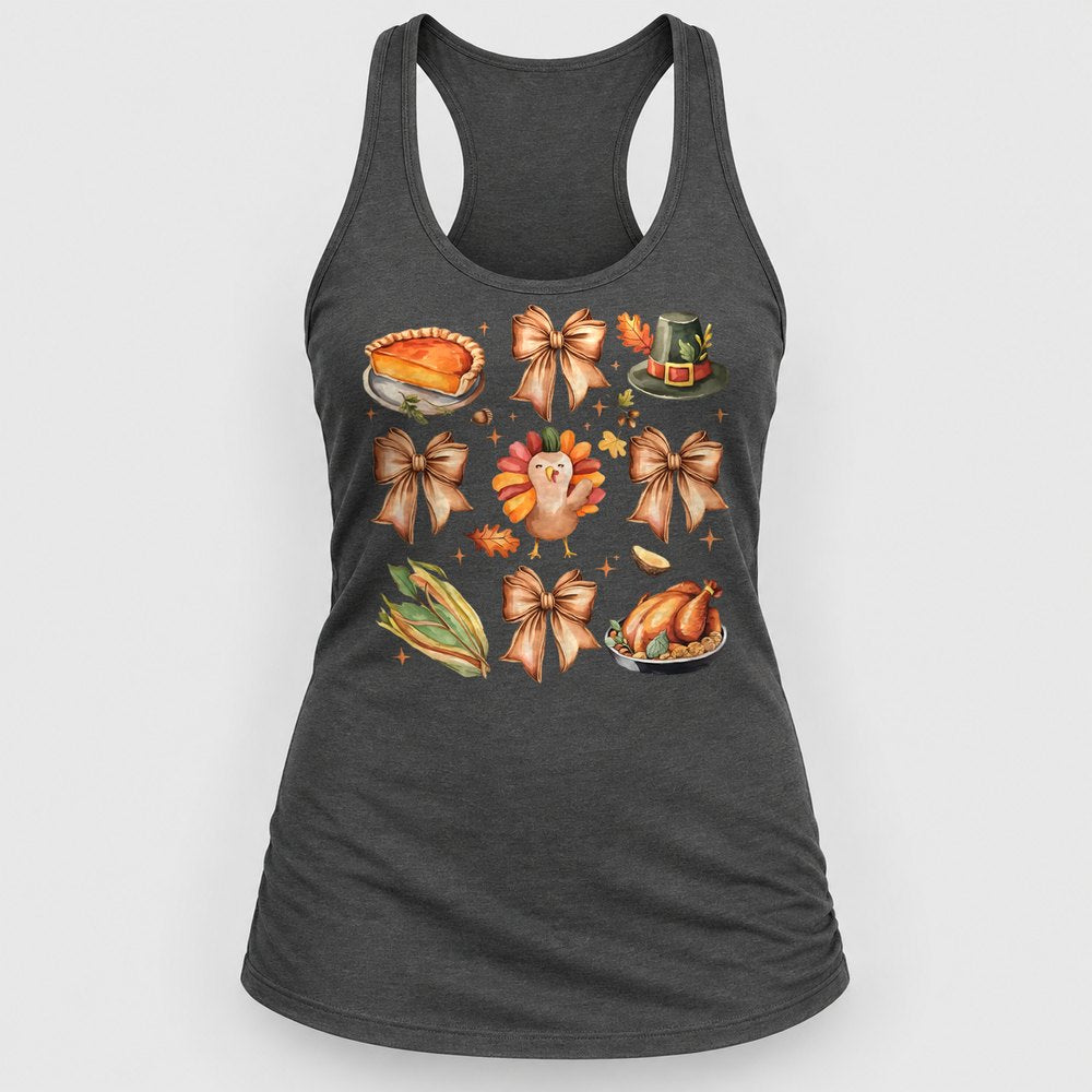 Thanksgiving Coquette Patch Racerback Tank
