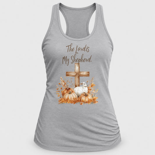 The Lord Is My Shepherd racerback tank in Silver