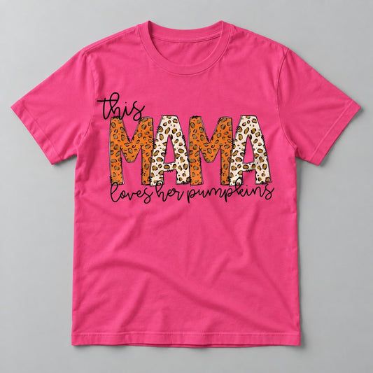 This Mama Loves Her Pumpkins tee in Hot Pink