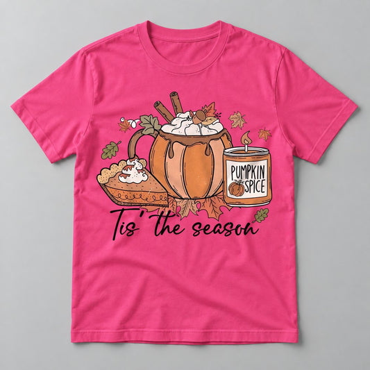 Tis the Season Pumpkin Spice tee in Hot Pink