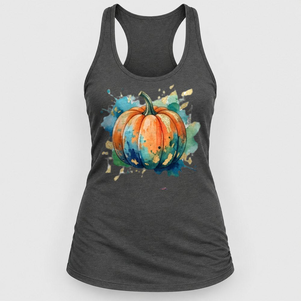 Watercolor Splash Pumpkin Racerback Tank