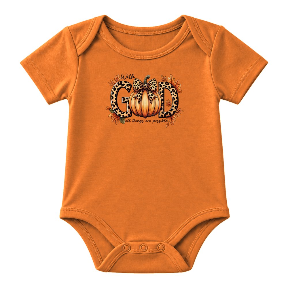 With God Leopard Bow Pumpkin Fall Tee