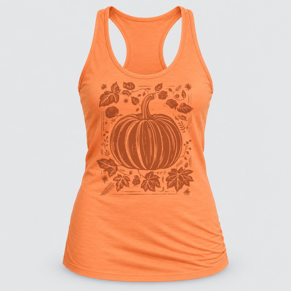 Woodcut Pumpkin Rust Racerback Tank