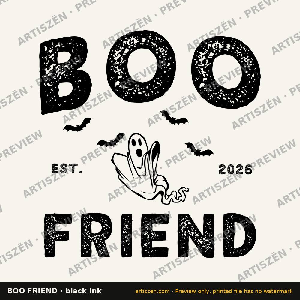 Boo Friend black ink preview