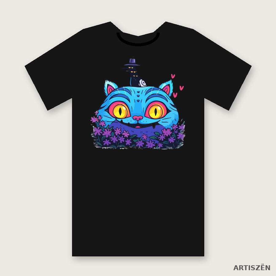 Grinning Cat tee in Black
