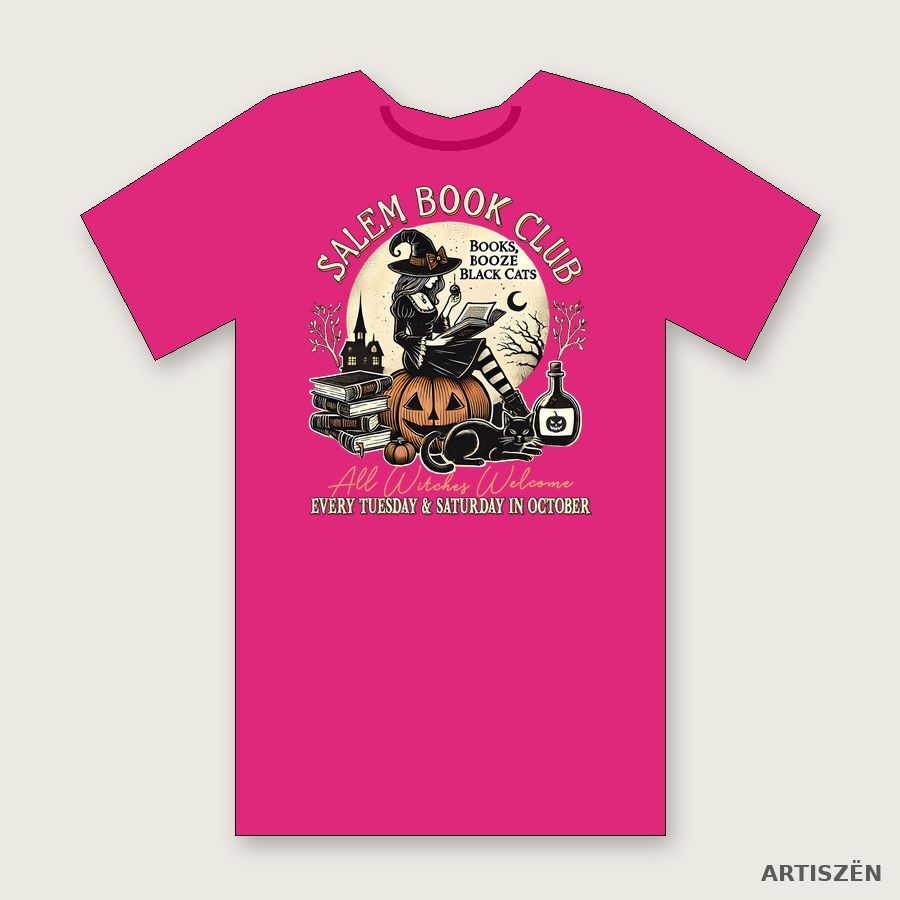 Salem Book Club tee in Hot Pink