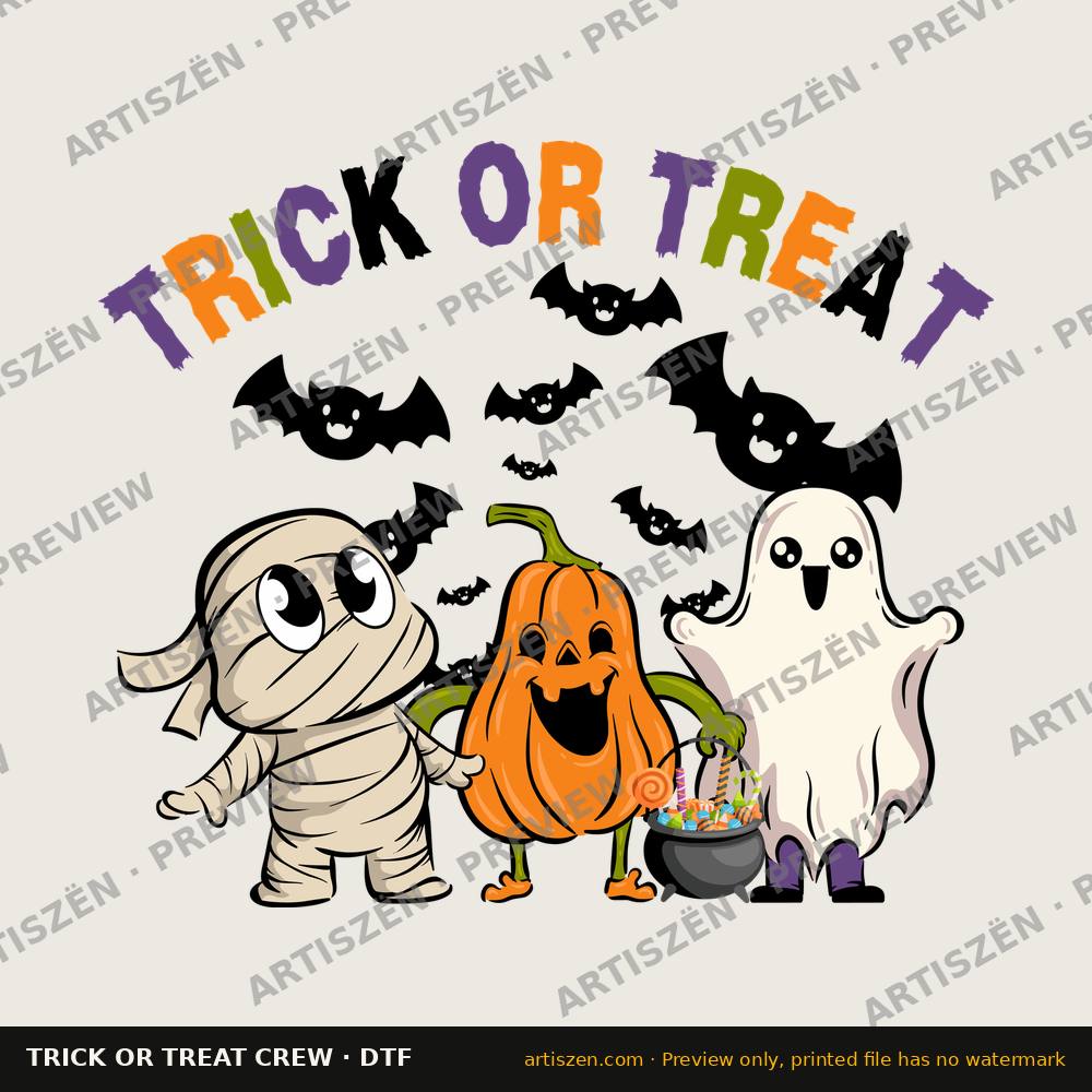 Trick or Treat Crew DTF transfer preview
