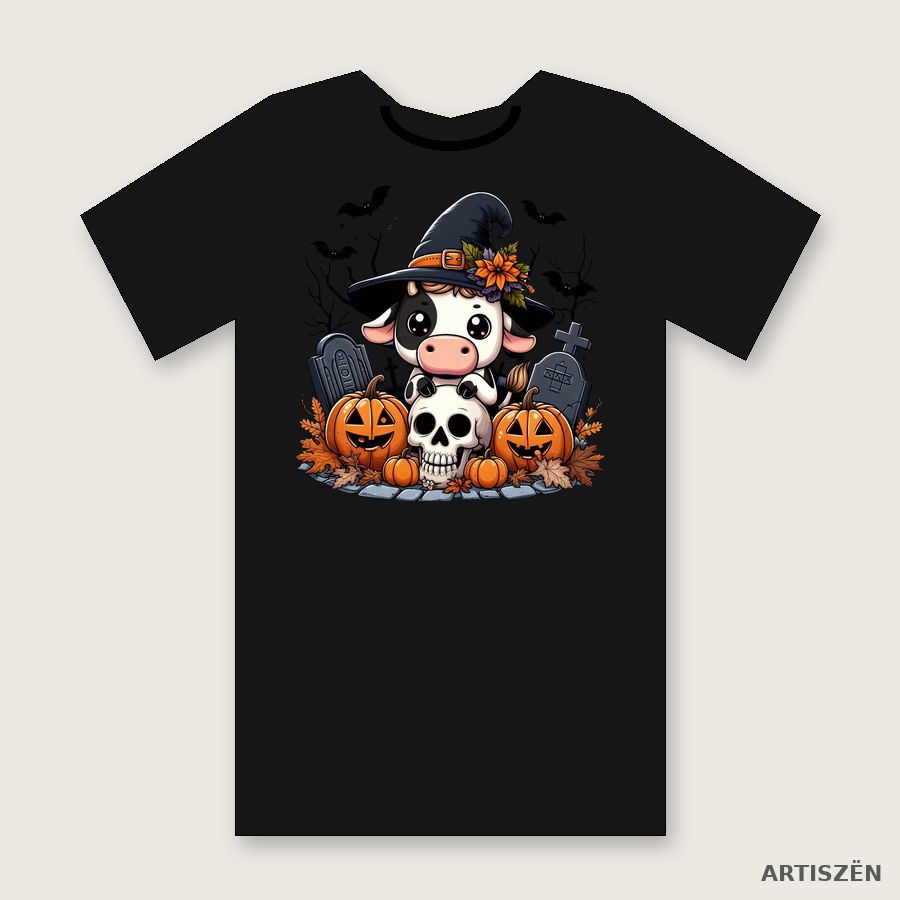 Witchy Cow: Tombstones tee in Black