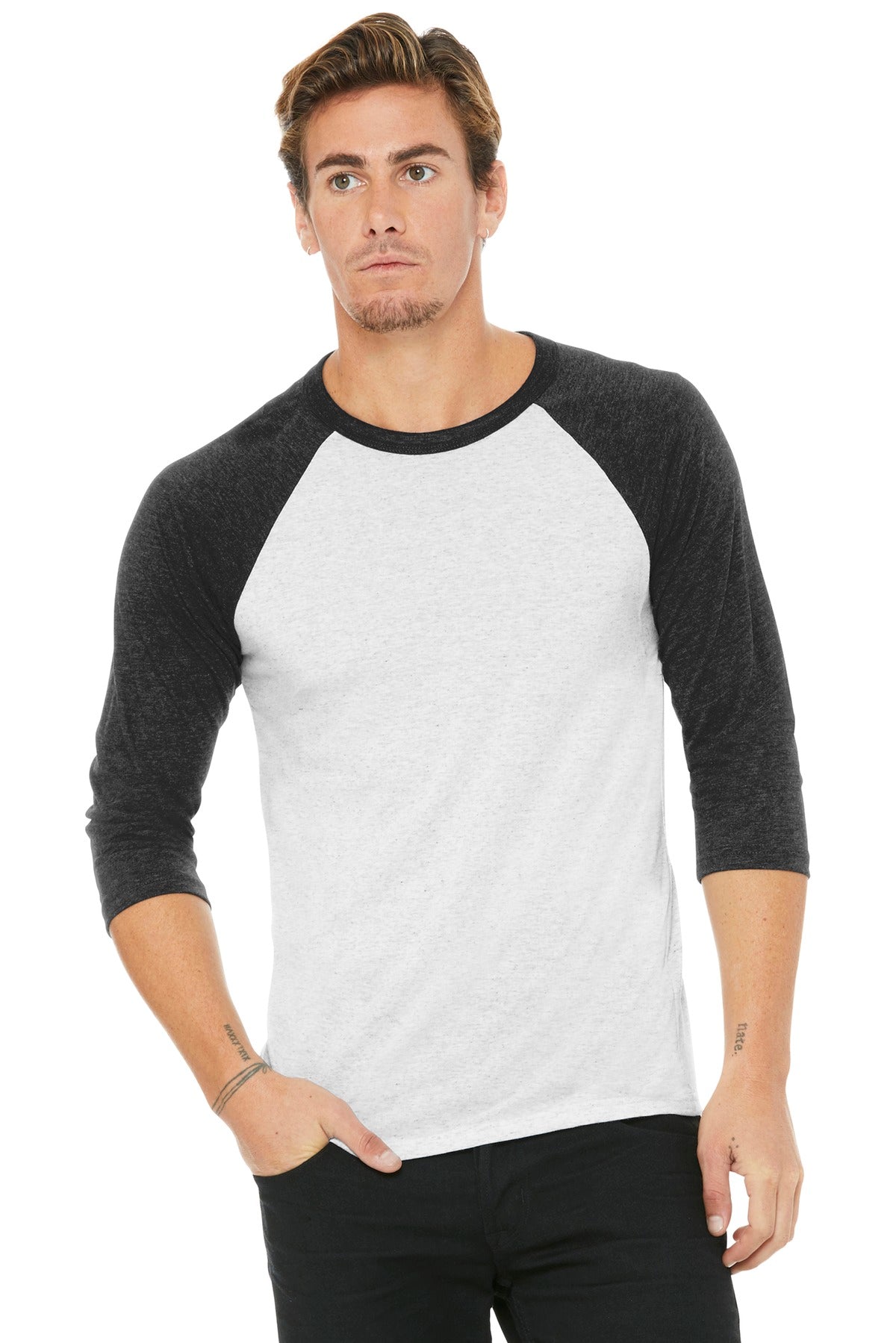 White Fleck/ Charcoal-Black Triblend