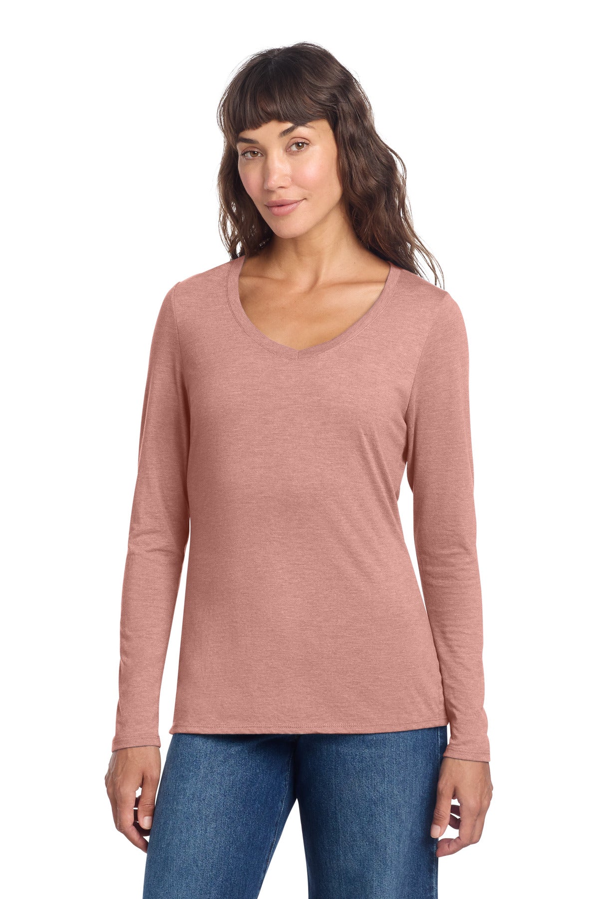District Women's Perfect Tri Long Sleeve V-Neck Tee (DT135)
