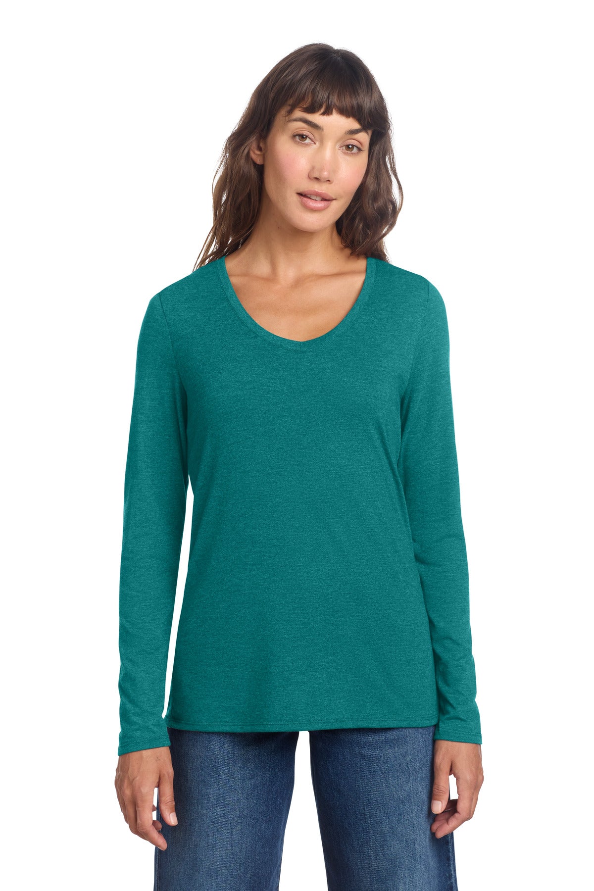 District Women's Perfect Tri Long Sleeve V-Neck Tee (DT135)