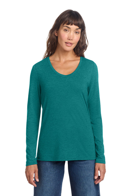 District Women's Perfect Tri Long Sleeve V-Neck Tee (DT135)