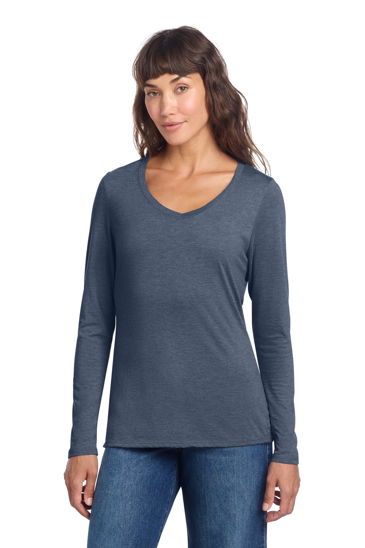 District Women's Perfect Tri Long Sleeve V-Neck Tee (DT135)