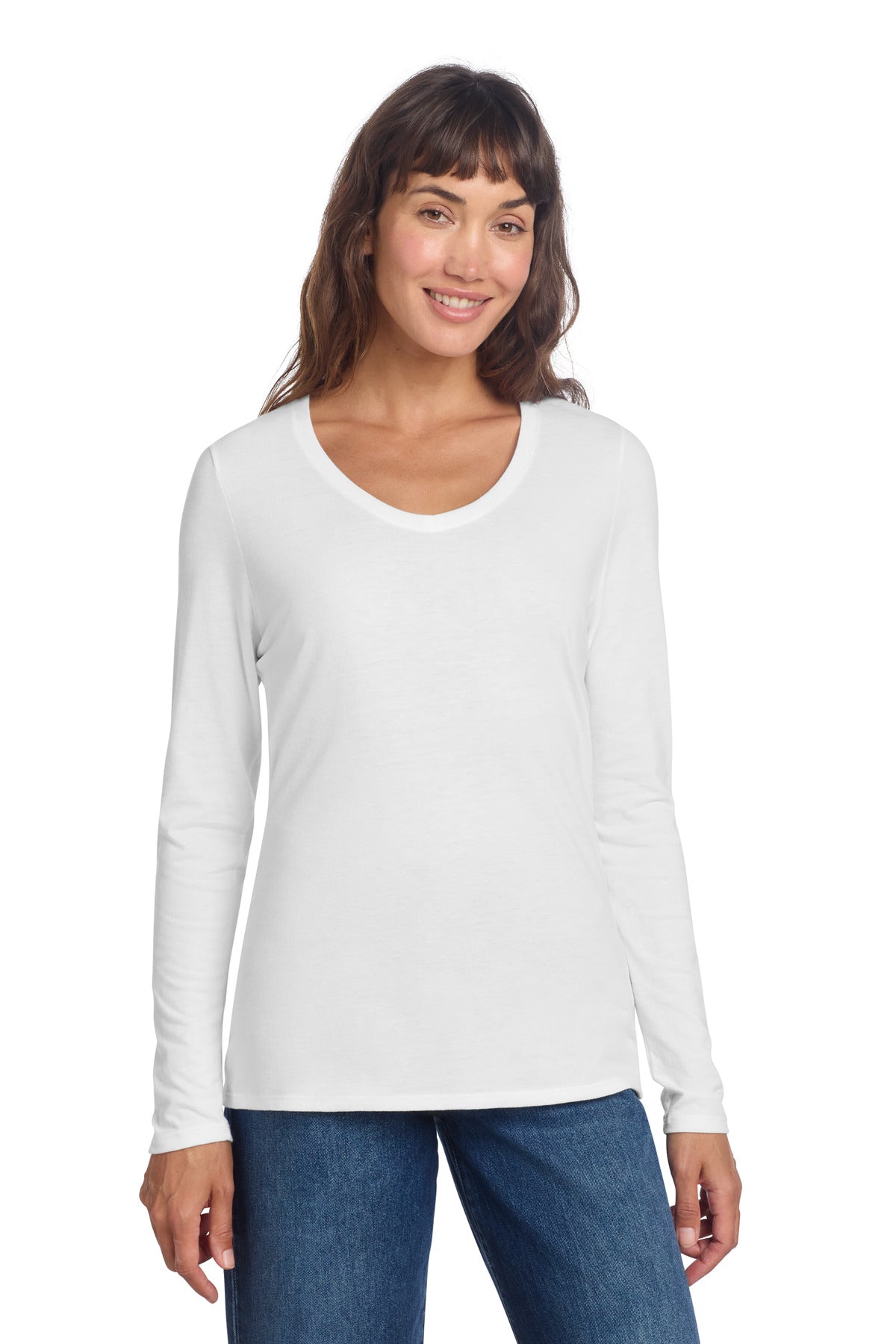 District Women's Perfect Tri Long Sleeve V-Neck Tee (DT135)