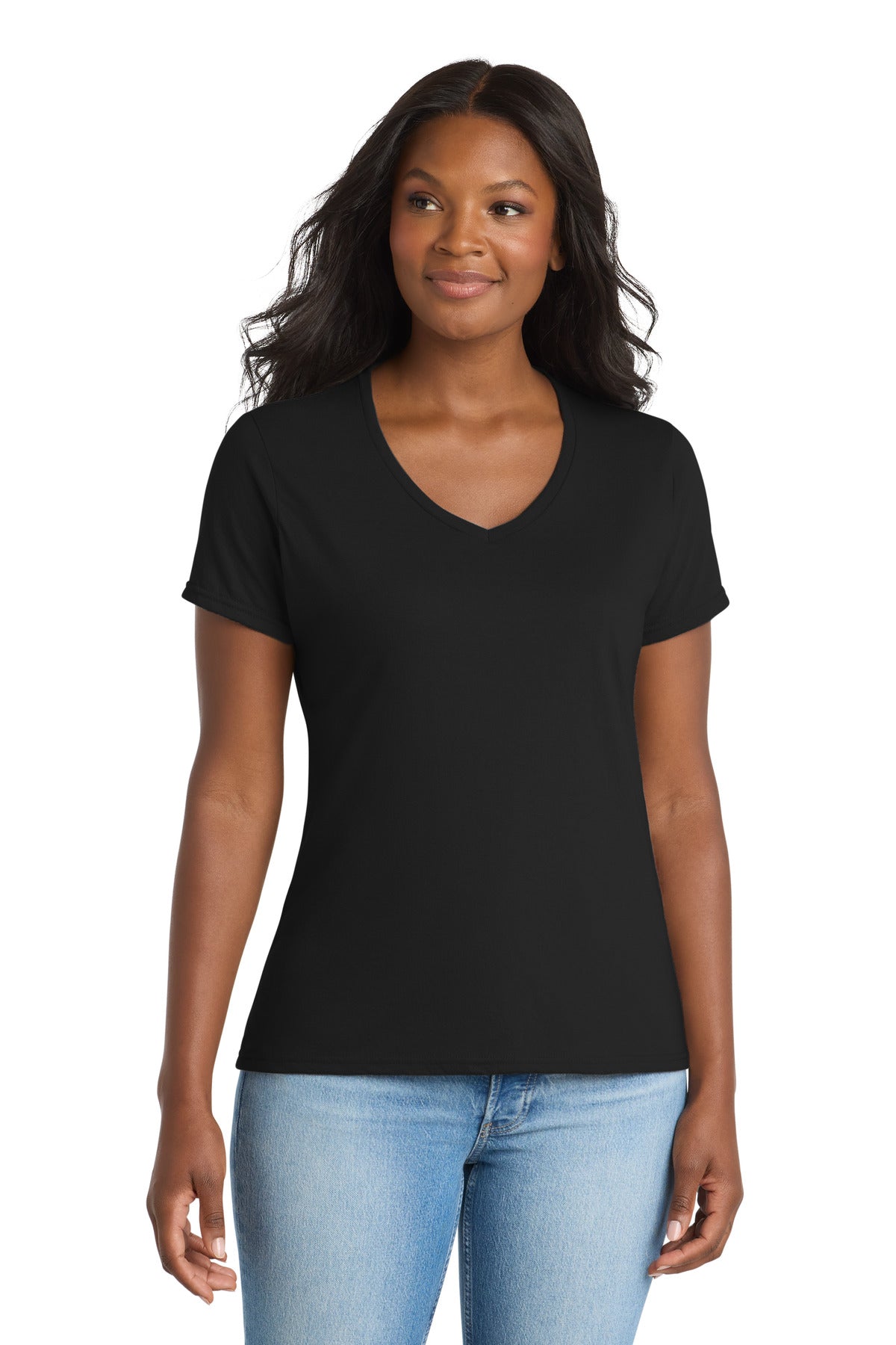 Camiseta de cuello en V para mujer Performance Blend de Port & Company (LPC381V)