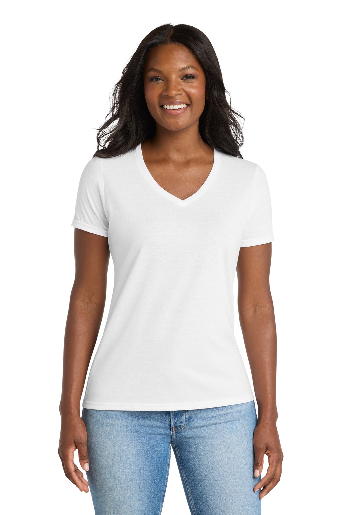 Camiseta de cuello en V para mujer Performance Blend de Port & Company (LPC381V)