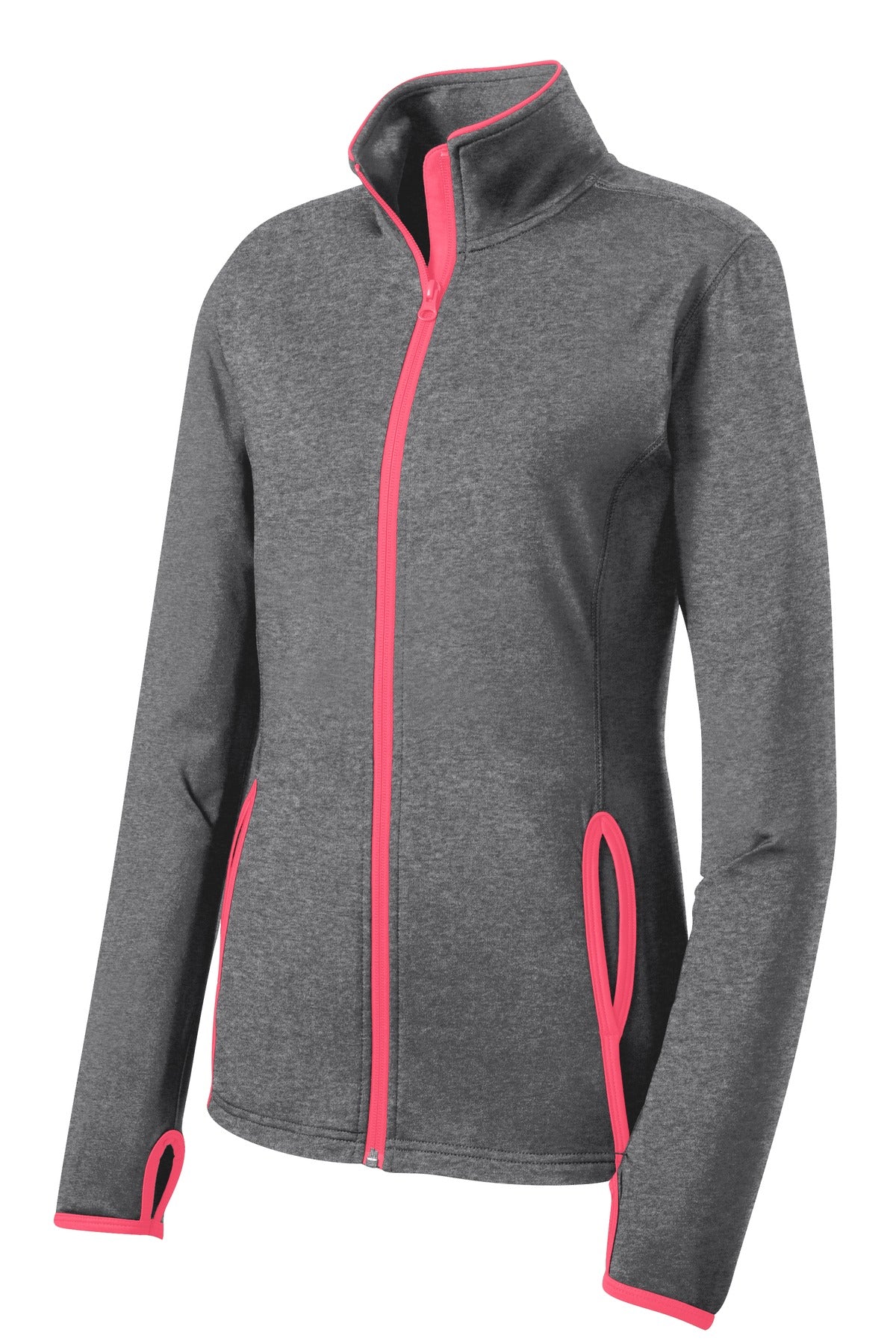 Charcoal Grey Heather/ Hot Coral
