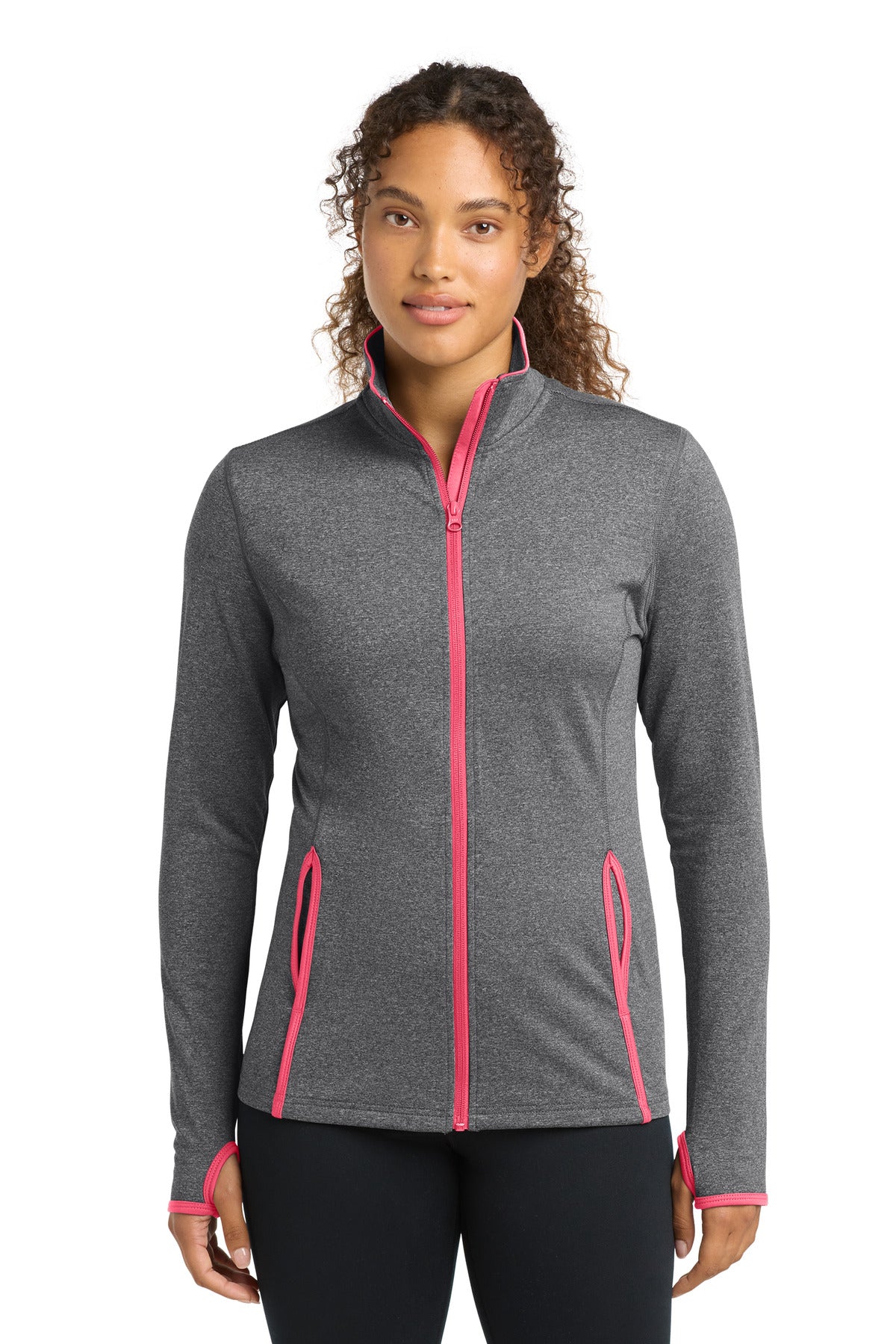Charcoal Grey Heather/ Hot Coral