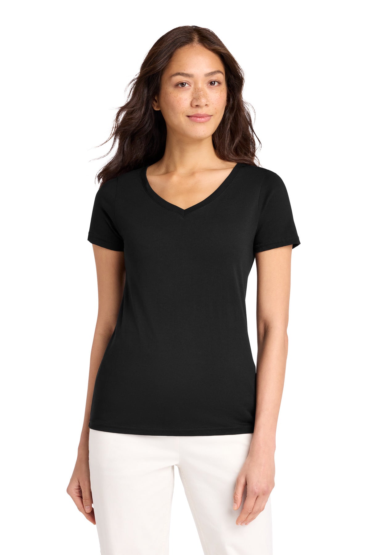 Camiseta de cuello en V para mujer Daily de Volunteer Knitwear™ (LVL45V)