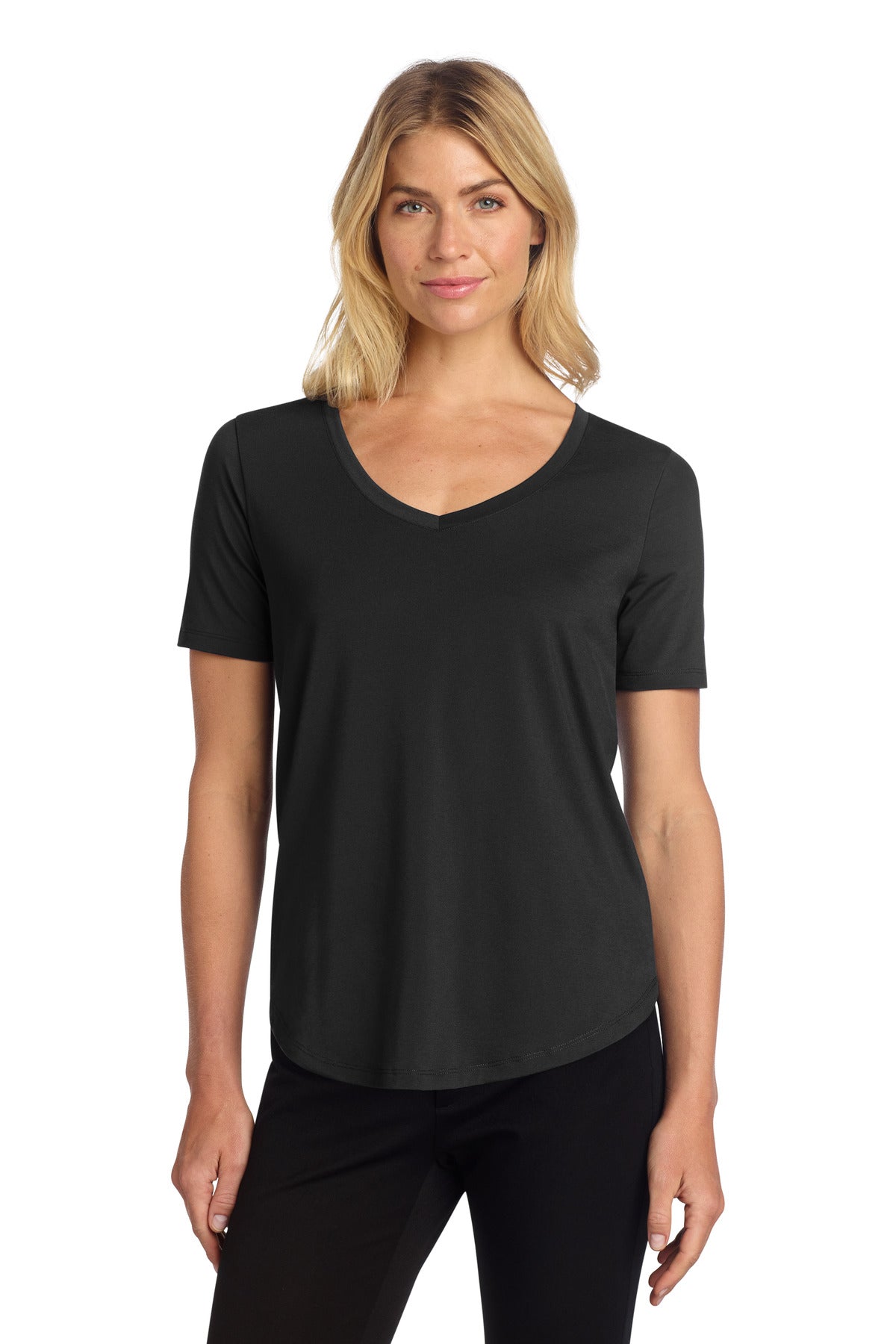 Camiseta de punto elástico con cuello redondo y ajuste holgado para mujer de Mercer+Mettle (MM1017)