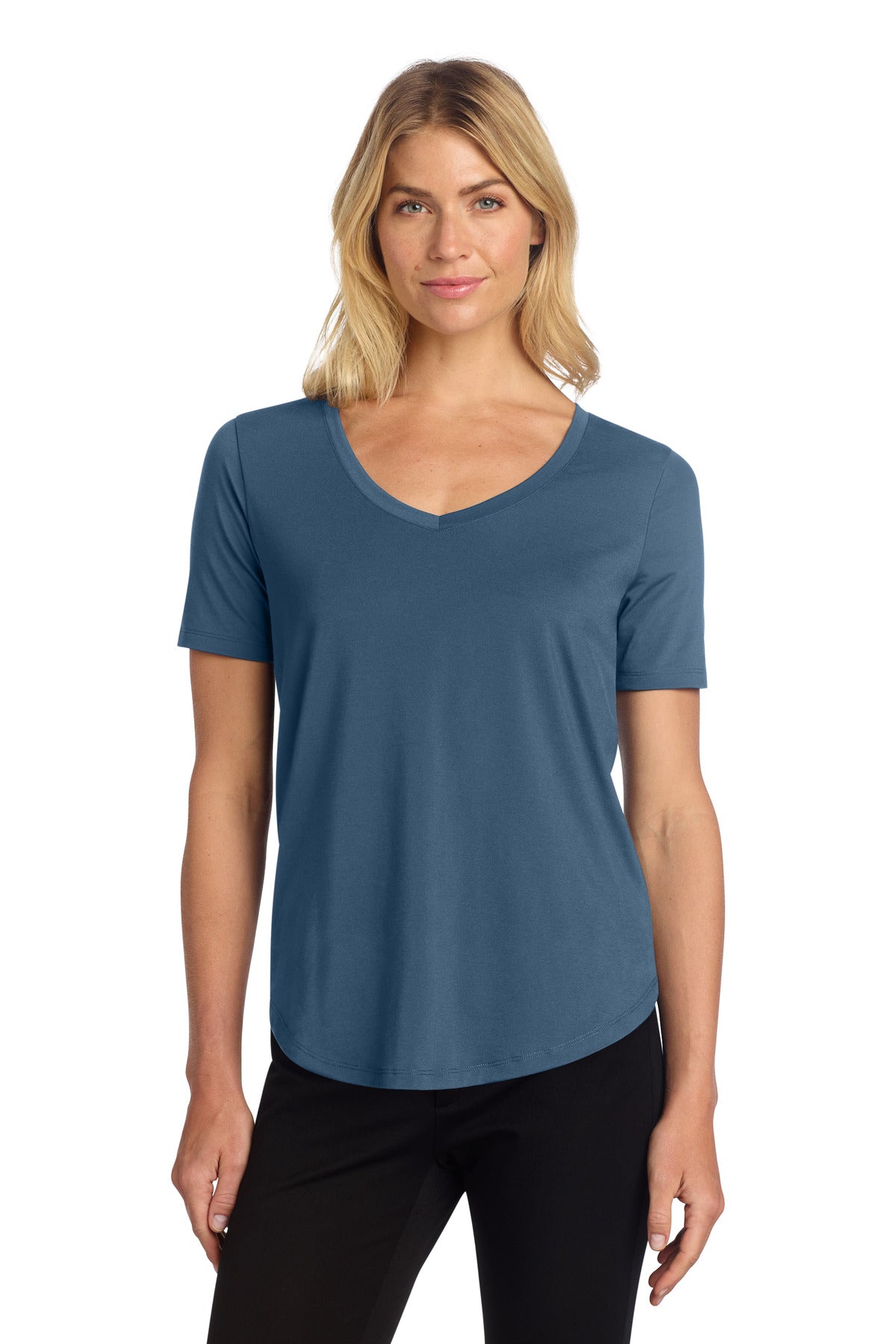 Camiseta de punto elástico con cuello redondo y ajuste holgado para mujer de Mercer+Mettle (MM1017)